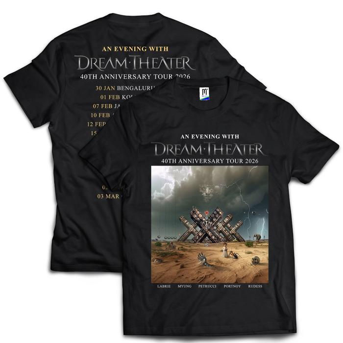T-Shirt Kaos DREAM THEATER - 40TH ANNIVERSARY TOUR 2026 | kaos band | Kaos musik |