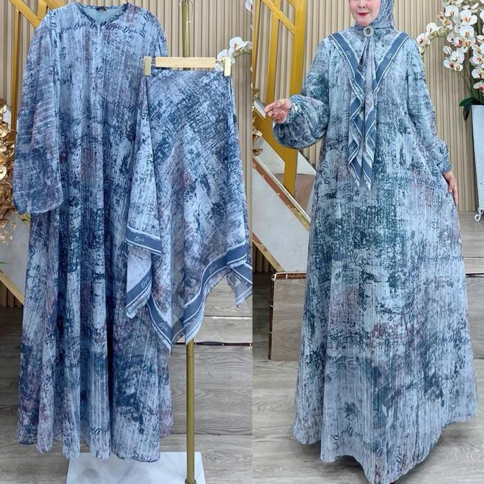 DIJAH PRINTING SERIES BY DIJAH / GAMIS SET SCARF / GAMIS SYARI BRANDED / DRESS MUSLIMAH / BAJU SYARI