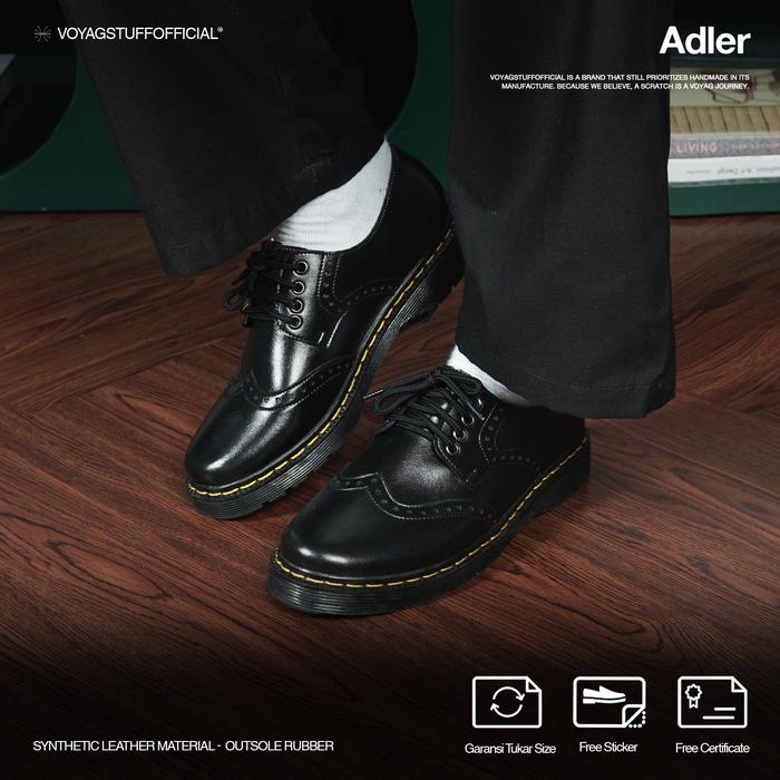 Voyagstuffofficial - Adler Sepatu Formal 4 Hole Opek Pria Hitam