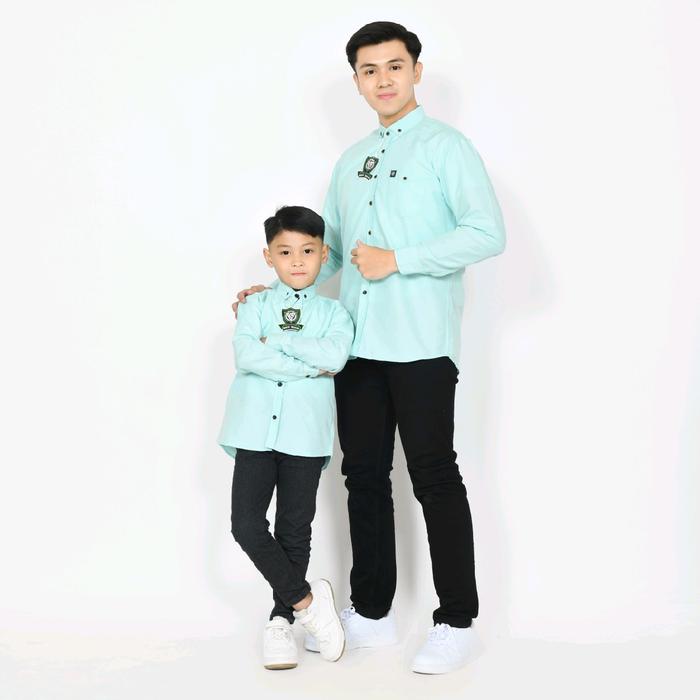 Hijau Tosca Kemeja Couple Ayah Dan Anak Laki Laki Lengan Panjang Kemeja Polos Pria Dewasa Dan Anak W