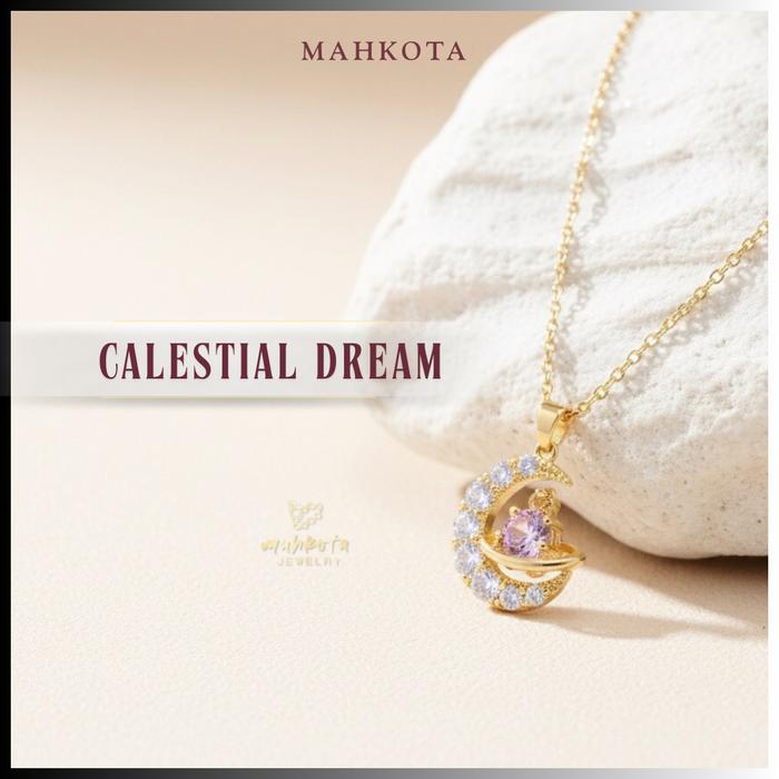 K26 Kalung Wanita Korean 6 Lapis Pelapisan Emas 18KGP • Permata Pink • Anti Karat Anti Luntur • Fash