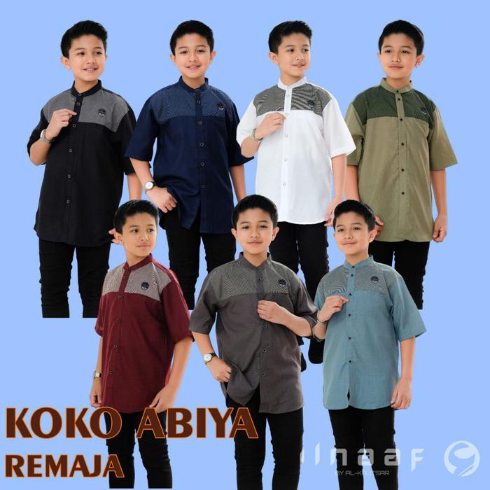 Kurta Koko Abiya | Koko Polos Lengan Pendek Anak Baju Kombinasi | Ilnaaf
