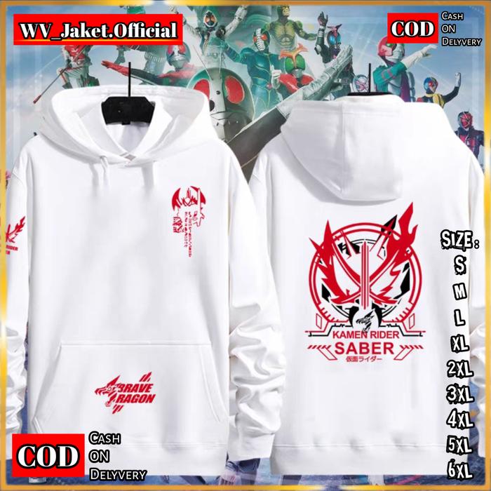 JAKET HOODIE PULLOVER KAMEN RIDER SABER Jaket Pullover Kupluk OVERSIZE S M L XL JUMBO XXL XXXL 4XL 5