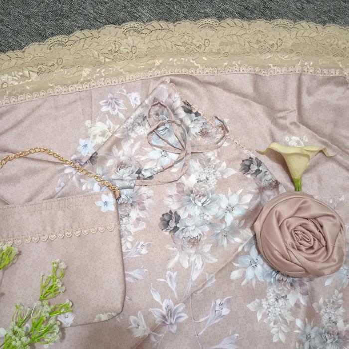 SILKY MUSLIMSTORE Mukena Motif Dewasa  Armanisilk 2in1 traveling  Bawahan polos rendah kecil  Cantik