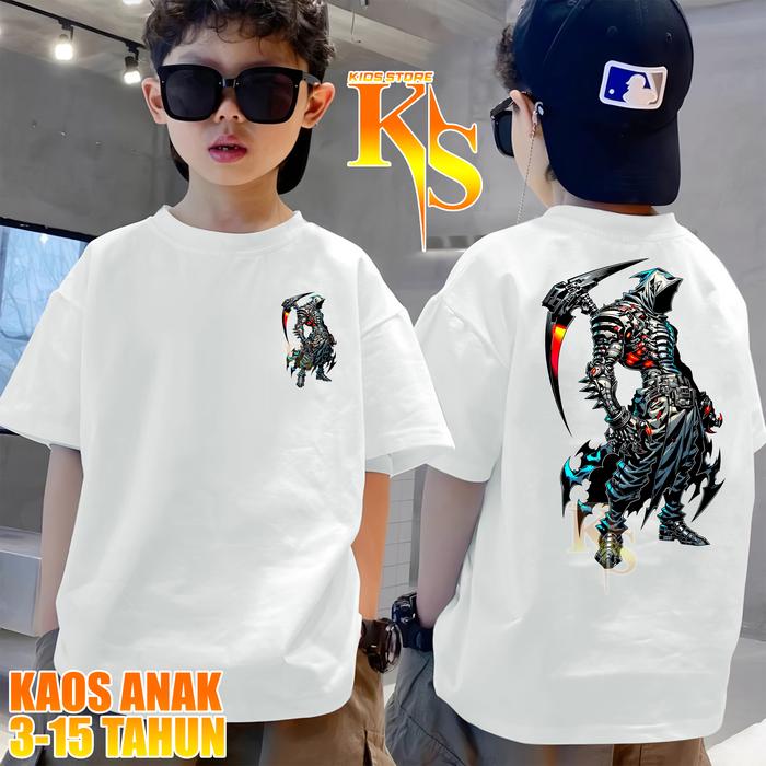 KAOS ANAK GAMBAR MALAIKAT GRIM REAPER ANGEL OF DEATH LENGAN PENDEK LAKI LAKI PEREMPUAN USIA 3-15 TAH