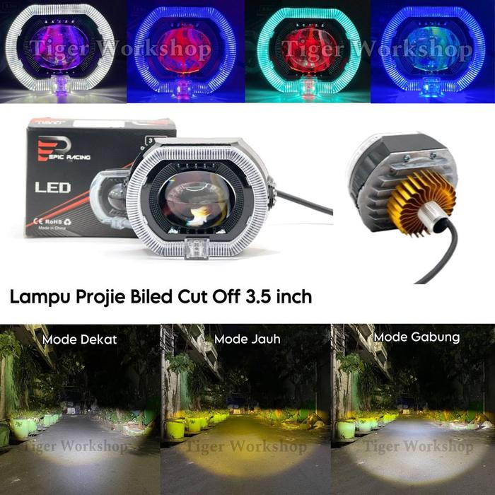 Epic Racing Lampu Projie Biled CUT OFF 3,5 INC Black Series Dengan Shroud