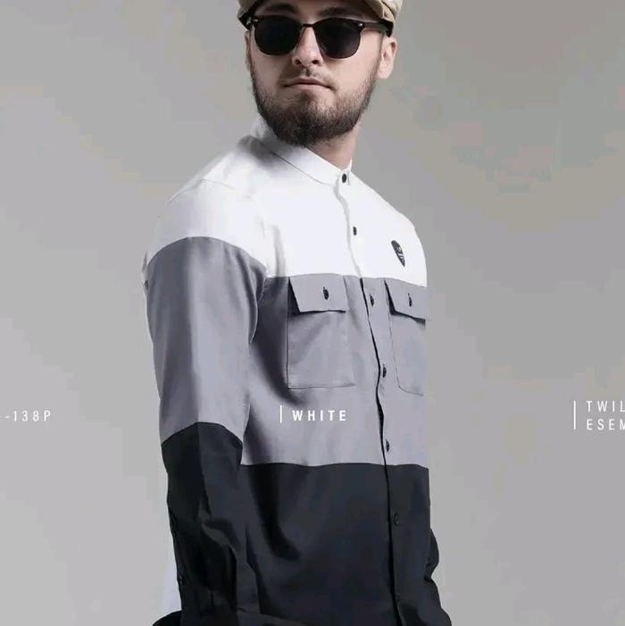 Kemeja Koko Pria, Pria Dewasa, Lengan Panjang. KEMKO SAMASE COLOR BLOK U138P