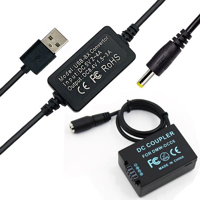 USB Adapter Charging Cable+DMW-DCC6 DC Coupler DMW-BMB9 Dummy Battery