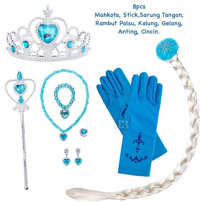 Ready Stok| 1 Set 8 In 1 Dan 4 In 1 Aksesoris Kostum Frozen Elsa Ana Gilrs Mainan Anak - Anak Peremp