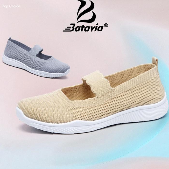 Batavia Sepatu Datar Ibu Sepatu Bernapas Lembut dan Nyaman Rajut A172 | Kekinian