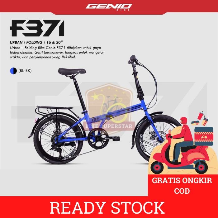 (COD) SEPEDA LIPAT 20 INCH GENIO F371 7 SPEED REM CAKRAM + BONCENGAN GARANSI 5 TAHUN KASKADA Outdoor