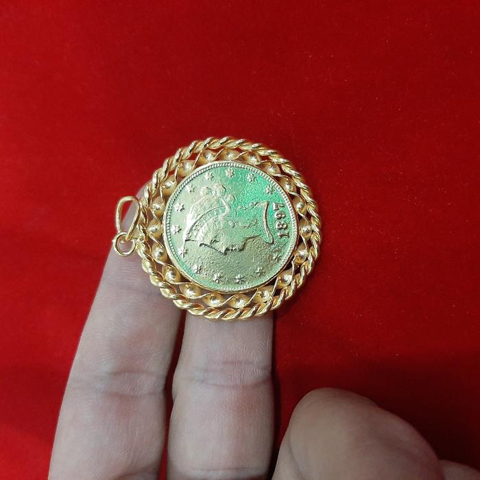 Liontin koin liberti rupiah jam tempahan tukang 100% mirip asli