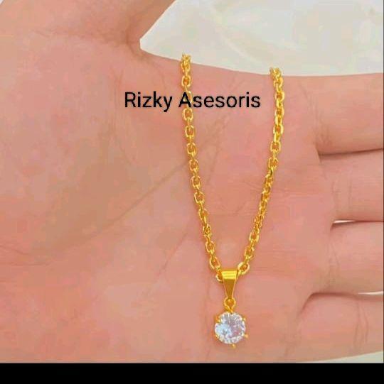 Kalung Nuri Medan Liontin Mata Satu Gold Kilau Mewah Seperti Emas Asli 24k
