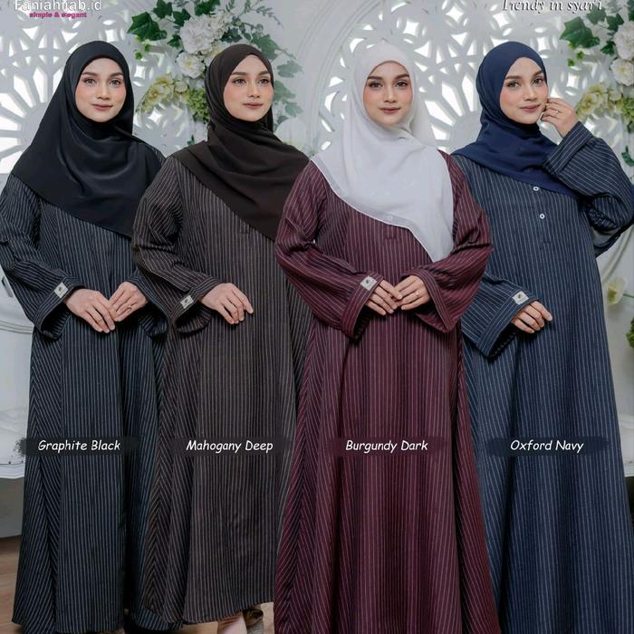 ZAUHARA ABAYA DEFECT- Gaun Muslimah Elegan dengan Warna Graphite Black, Mahogany Deep, Burgundy Dark