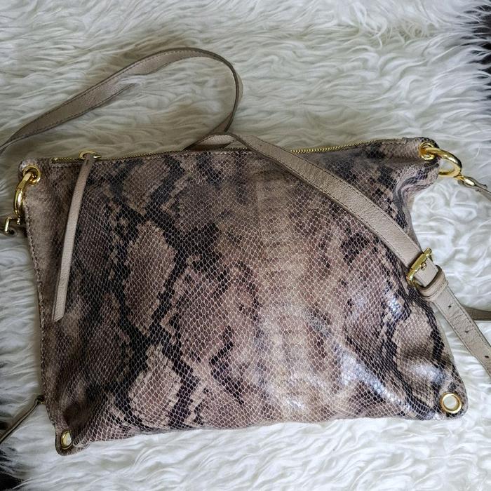 Tas Selempang Margot Preloved Snake Skin / Tas Pesta Kulit Ular Warna Taupe