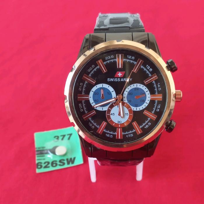 Jam Tangan Swiss Army Pria Anti Air + Gratis Batere Cadangan - Watches Stainless