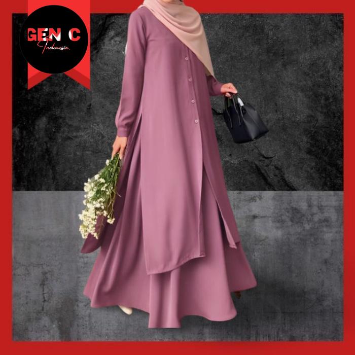 GEN Nameera One Set Tunik + Rok | Long Tunik Setelan Rok Wanita Terbaru | Setelan Long Tunik Rok Wan