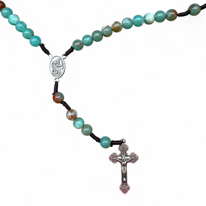 Rosario Batu Agate Tosca St Christopher Pelindung Perjalanan St Kristoforus