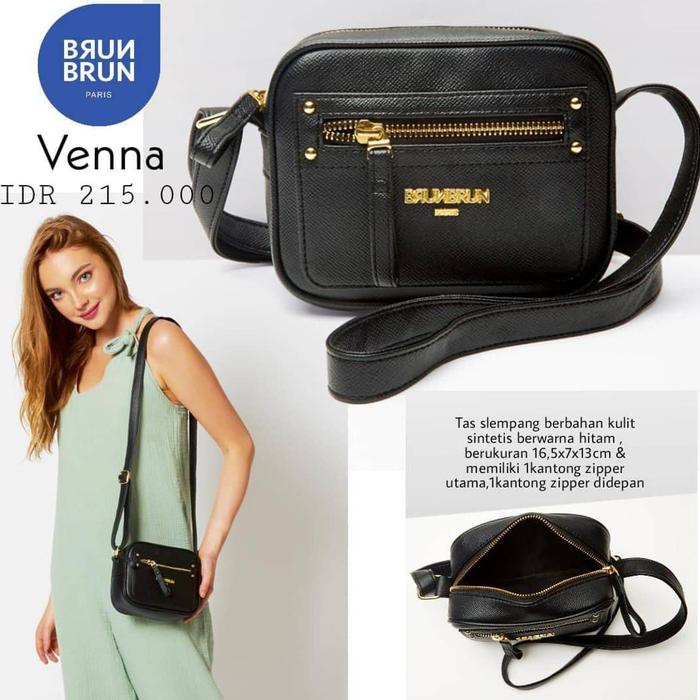 BRUNBRUN PARIS TAS SELEMPANG WANITA KERJA TERBARU VENNA HITAM ORIGINAL