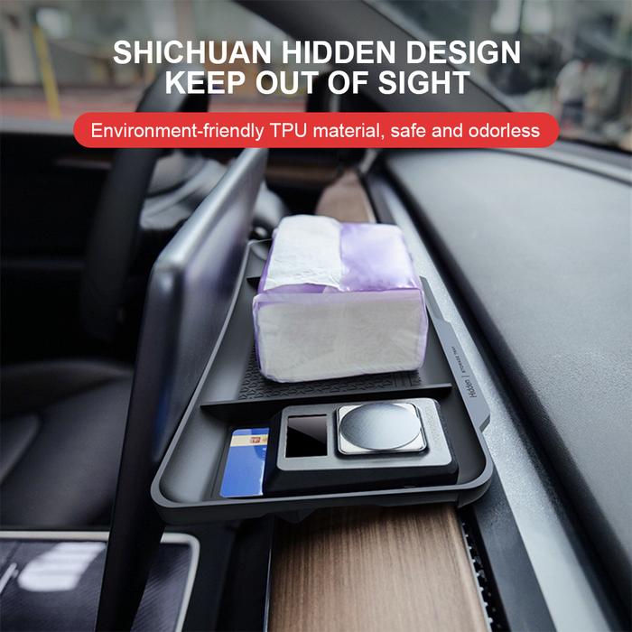 For Tesla Model Y Rear Central Control Storage Box TPE Style Car