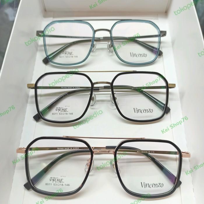 Frame Kacamata Korea Vincenzo Pria Wanita Anti Radiasi Paket Lensa Termurah