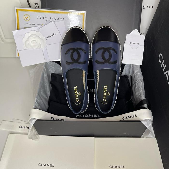 Preloved Espadrilles Lambskin Navy & Black Authentic