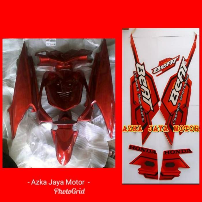 Body halus Honda beat karbu + striping merah marun 2008 / Sticker Beat Karbu 2008 merah OSEAN