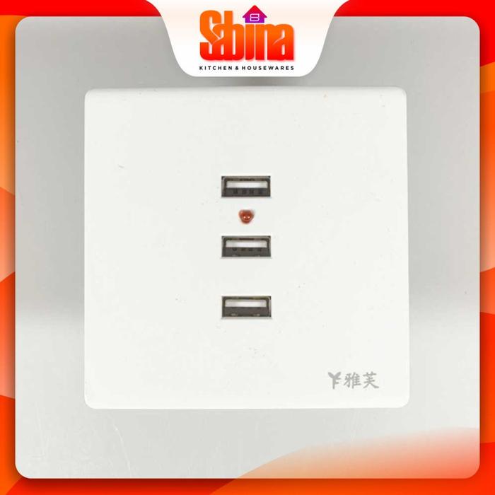 Stop Kontak Dinding Tembok USB Wall Socket 3 Port