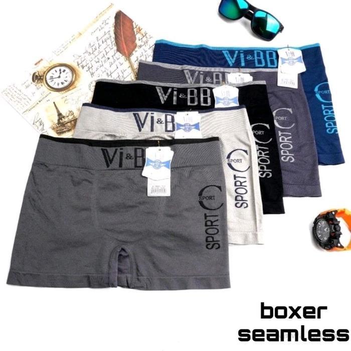 READY grosir 6pc- cd boxer pria  Vi&bb seamless / celana dalam boxer vibb pria / CD boxer VI&BB