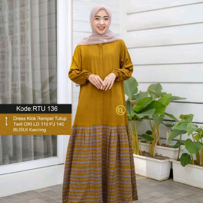 Batik Elzhaf Gamis Twill Premium model busui Size XL (Ld 110)