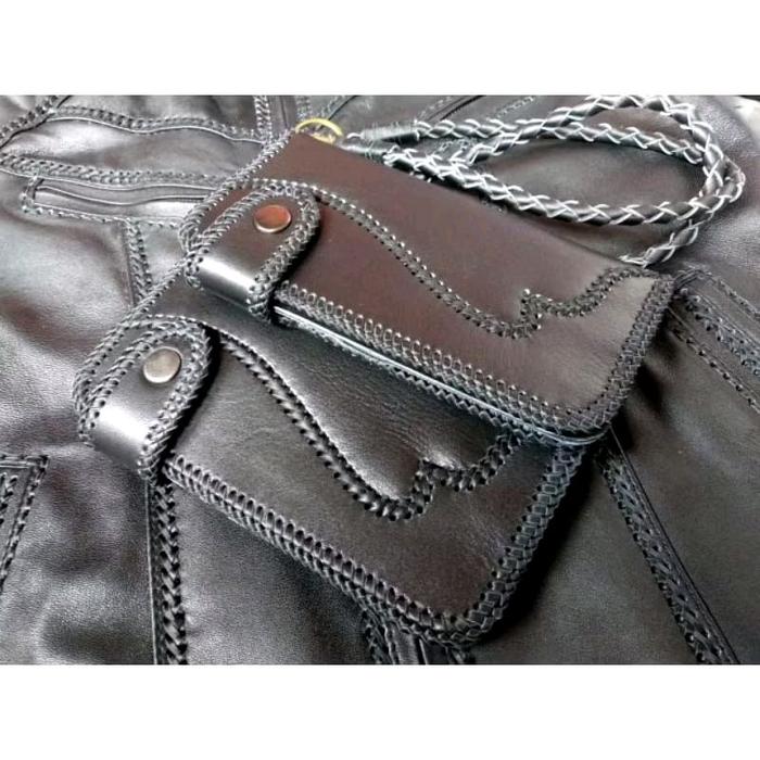 Dompet kulit asli,  Dompet kulit Pria, Dompet Kulit Rajut Sulam Model Terbaru Keren 1000℅ Kulit Asli