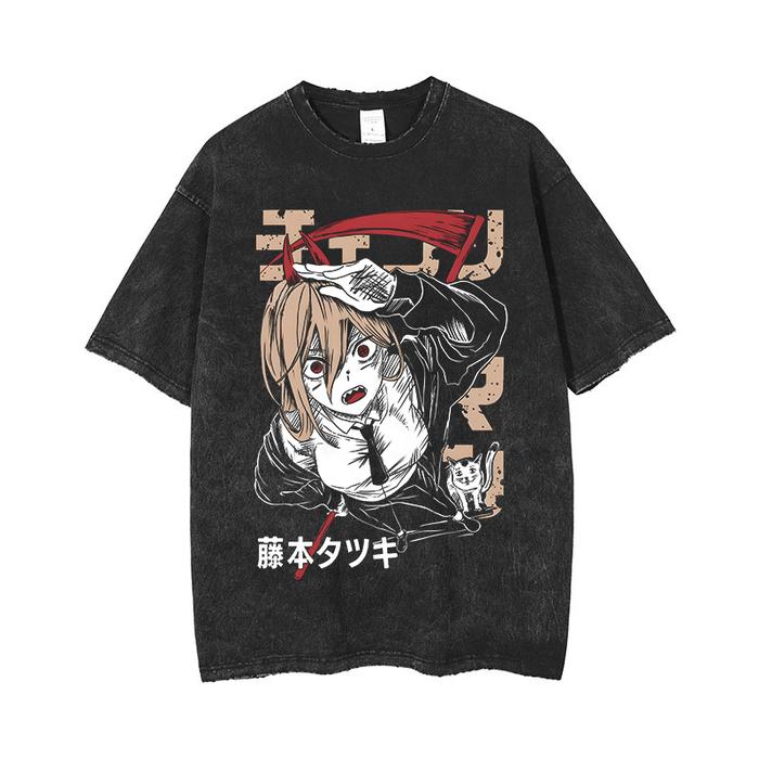Japan Anime Chainsaw Man Makima Cool Printed Men Women Summer Cotton Tshirts Harajuku Manga Uni Vint