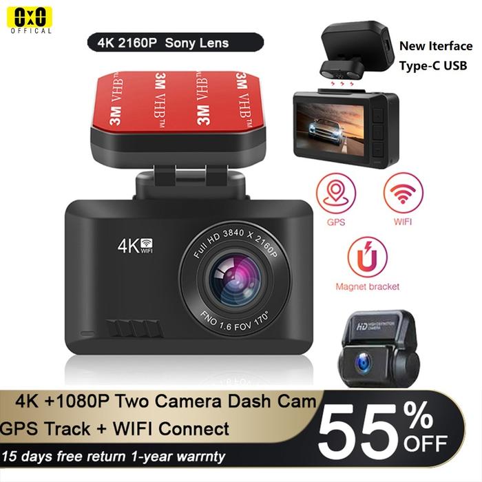 Kamera Dasbor 4K Kamera DVR Mobil 2160P Perekam Video Mobil Kamera