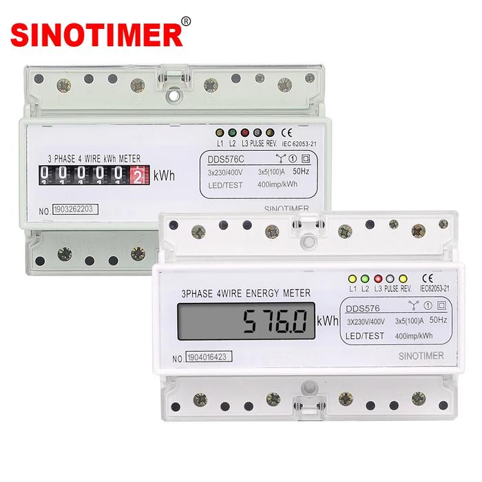 Simply Installation Three Phases 4 Wire Digital Power Meter Electric Electricity  Meter DIN Rail Mou