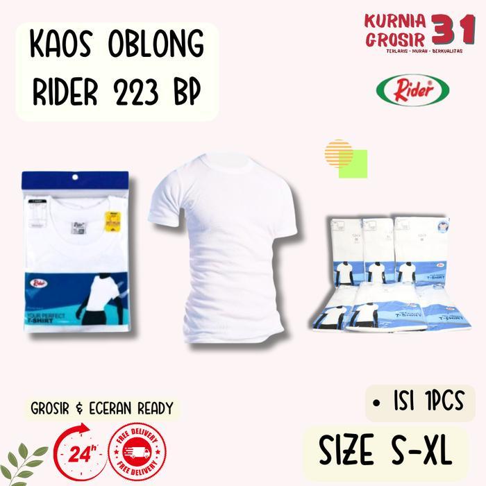 PREMIUM Kaos Blong RIDER 223 PUTIH BP Polos / T-Shirt Pria PUTIH POLOS HALUS / Oblong R223BP