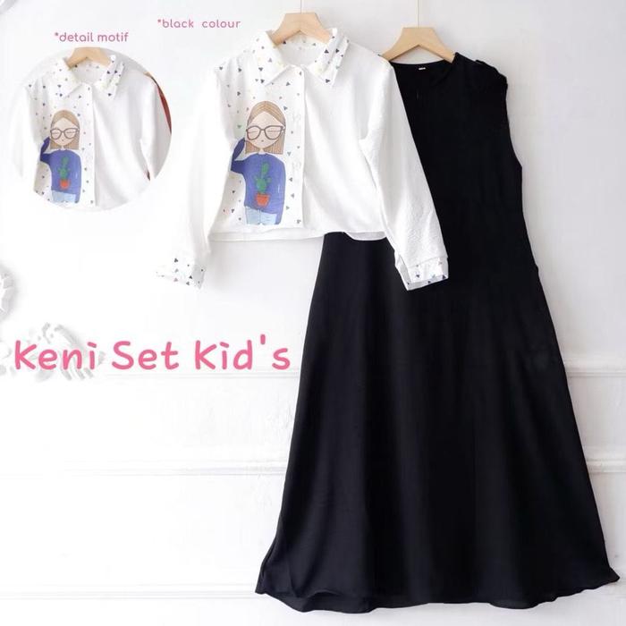 KENI SET INNER KIDS 7-15 TAHUN CRINKLE PRINTING GAMIS CARDIGAN ANAK | GAMIS ANAK REMAJA | GAMIS REMA