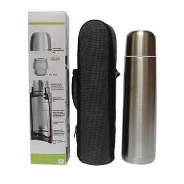 Q2 Termos Stainless + Sarung 1000 ml / Botol Vacuum Air Panas Q2-6100