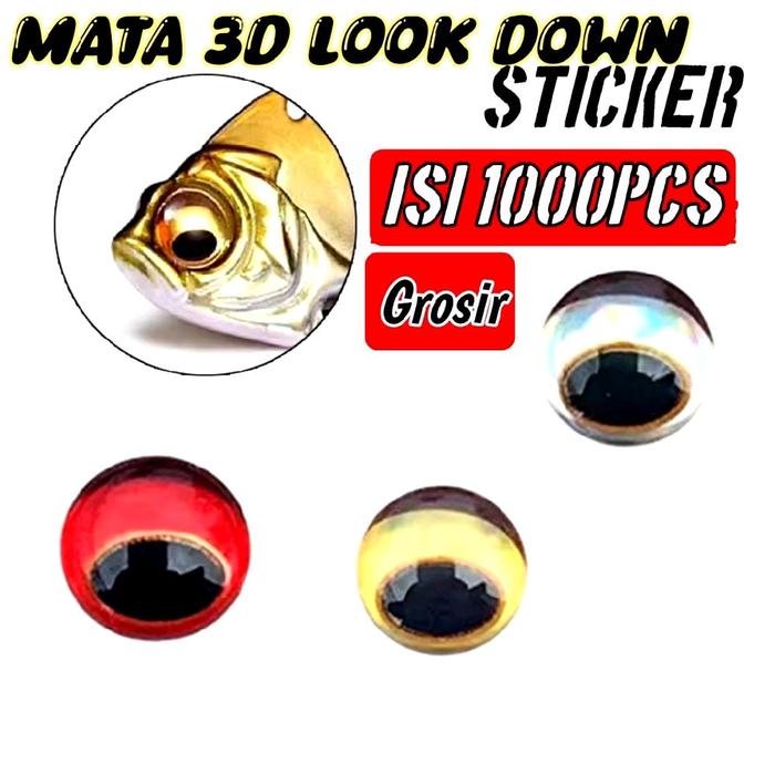 GROSIR 1000PC STICKER MATA IKAN LOOK DOWN 3D STIKER HOLOGRAM METAL JIG LURE MINNOW POPER ASSIST HOOK
