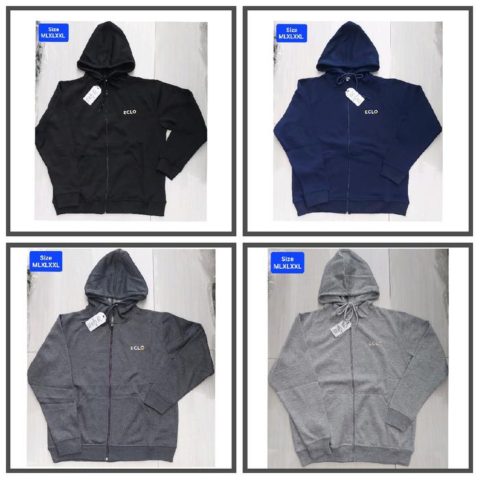 ECLO jaket hoodie zipper Jaket hoodie pria wanita zipper