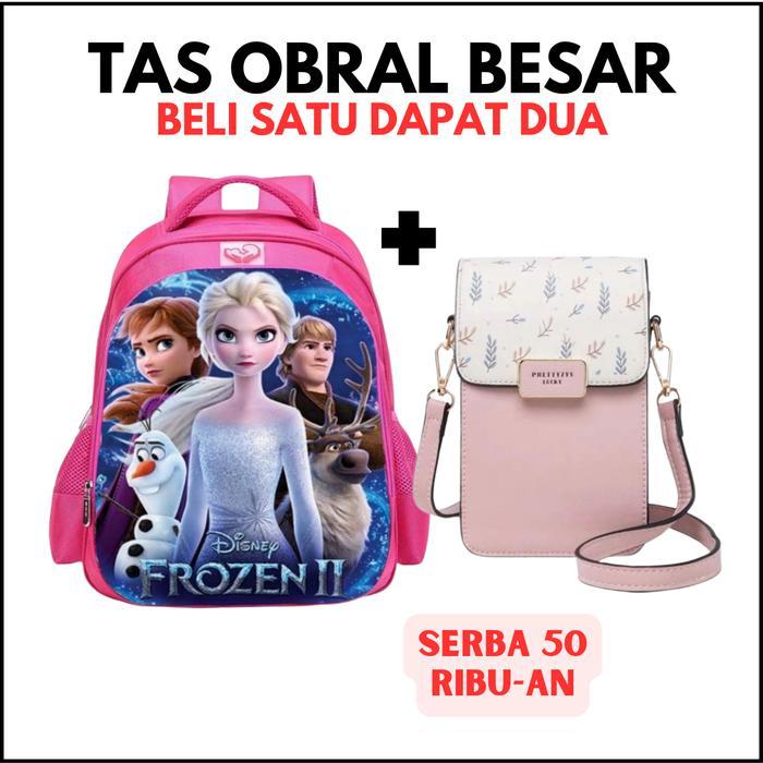 [OBRAL DAPAT 2] Ransel Frozen Squad Anak Sekolah Bahan Kanvas Ukuran 26x13x38 cm + BONUS Mini Selemp