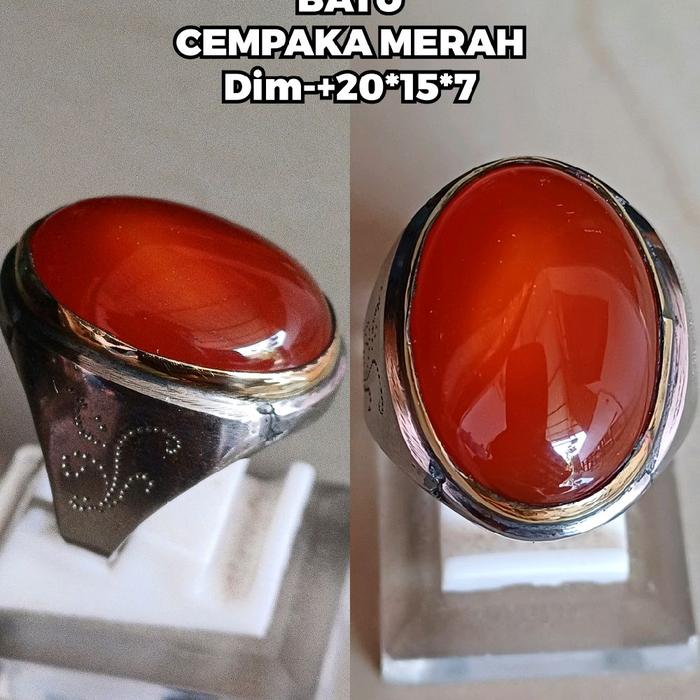 BATU CINCIN CEMPAKA MERAH CINCIN RING MONEL pria wanita