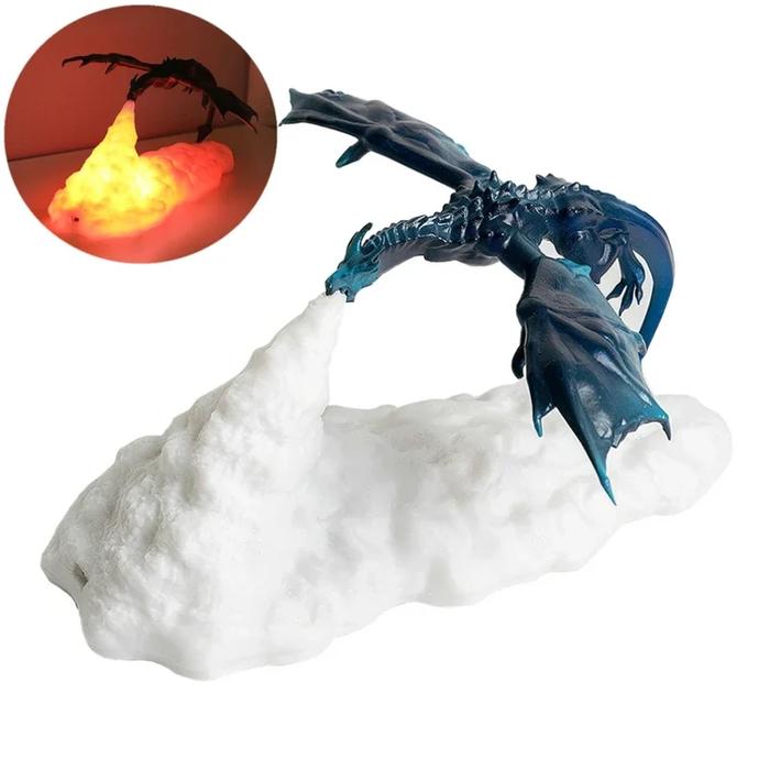 LED Night Light 3D Printing Creative Night Light Flying Dragon Flame Light Cure Lamp Children Gift R