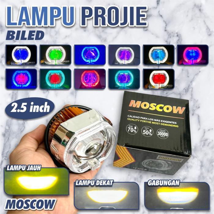 LAMPU TEMBAK BILED PROJIE LED DEVIL / LAMPU UTAMA LED 2 WARNA PUTIH KUNING HIGT LOW LAMPU TEMBAK DEP