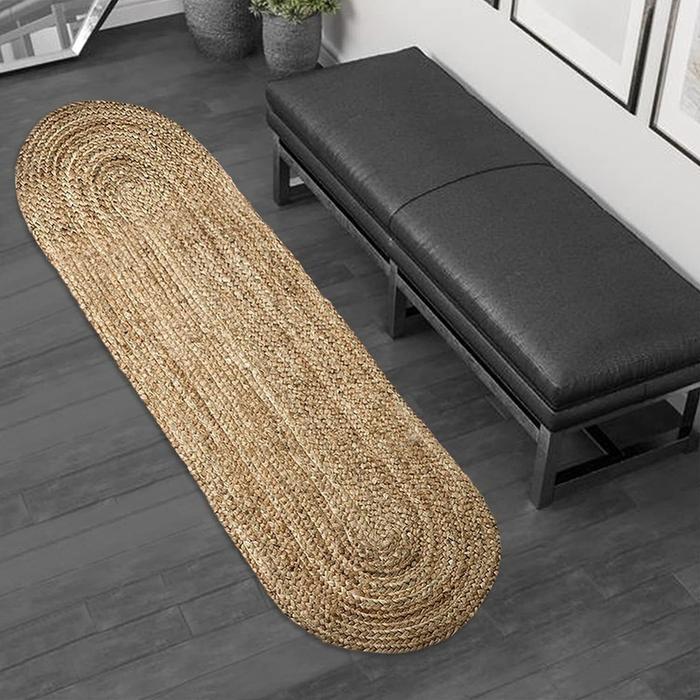 Rug Oval Runner Jute Carpet Handmade 100% Natural Jute Rustic Look