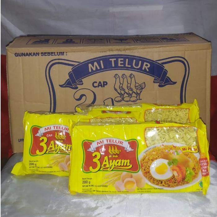 Mie Telur Cap 3 Ayam Halal Isi 20 Bungkus