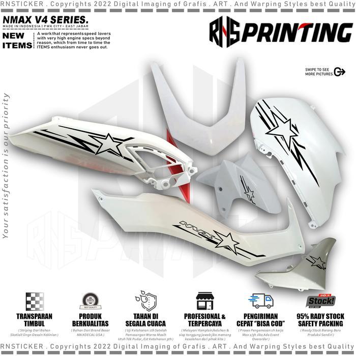 V4 Cutting Sticker Striping Nmax new 2020-2023 Striping Nmax Bintang Star Transparan Simple Styles M