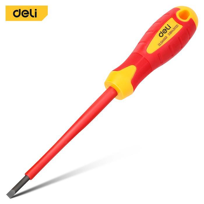 Deli Obeng Listrik Insulasi 1000 Volt / Insulated Slotted Screwdriver