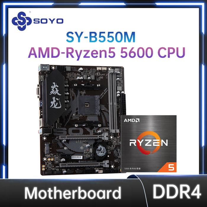SOYO AMD B550M and AMD Ryzen 5 5600 CPU Motherboard Kit Dual Channel