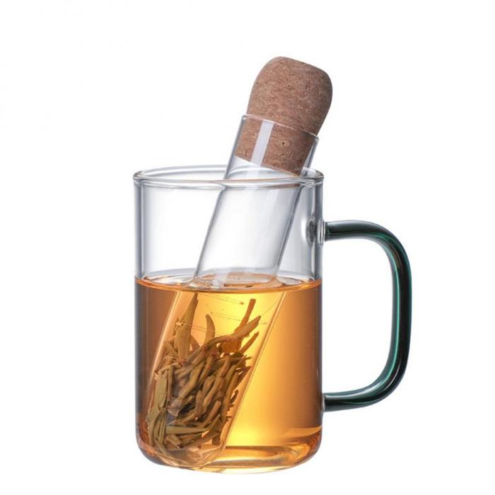 Mini Glass Tea Infuser Transparent Tea Leaf Tea Strainer Cork Glass