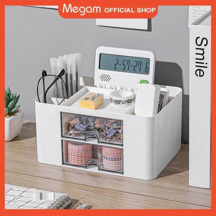 Megam Rak Laci Mini Meja Desktop Drawer Storage Rak Laci Alat Tulis Kerja Pensil Kotak Penyimpanan A